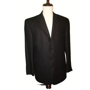CLOTHERIE‎ Men's 42R Black Baby Alpaca Wool Blazer USA 4 Button Coat